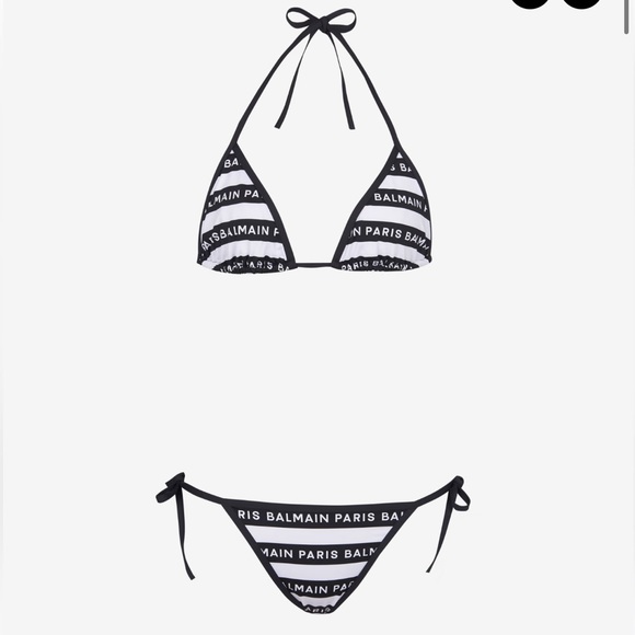 BALMAIN***Black + White Logo Striped String Bikini Set**XS, Sm., Large***$570 - Picture 9 of 13